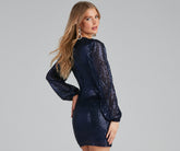 Party Sequin Balloon Sleeve Mini Dresses